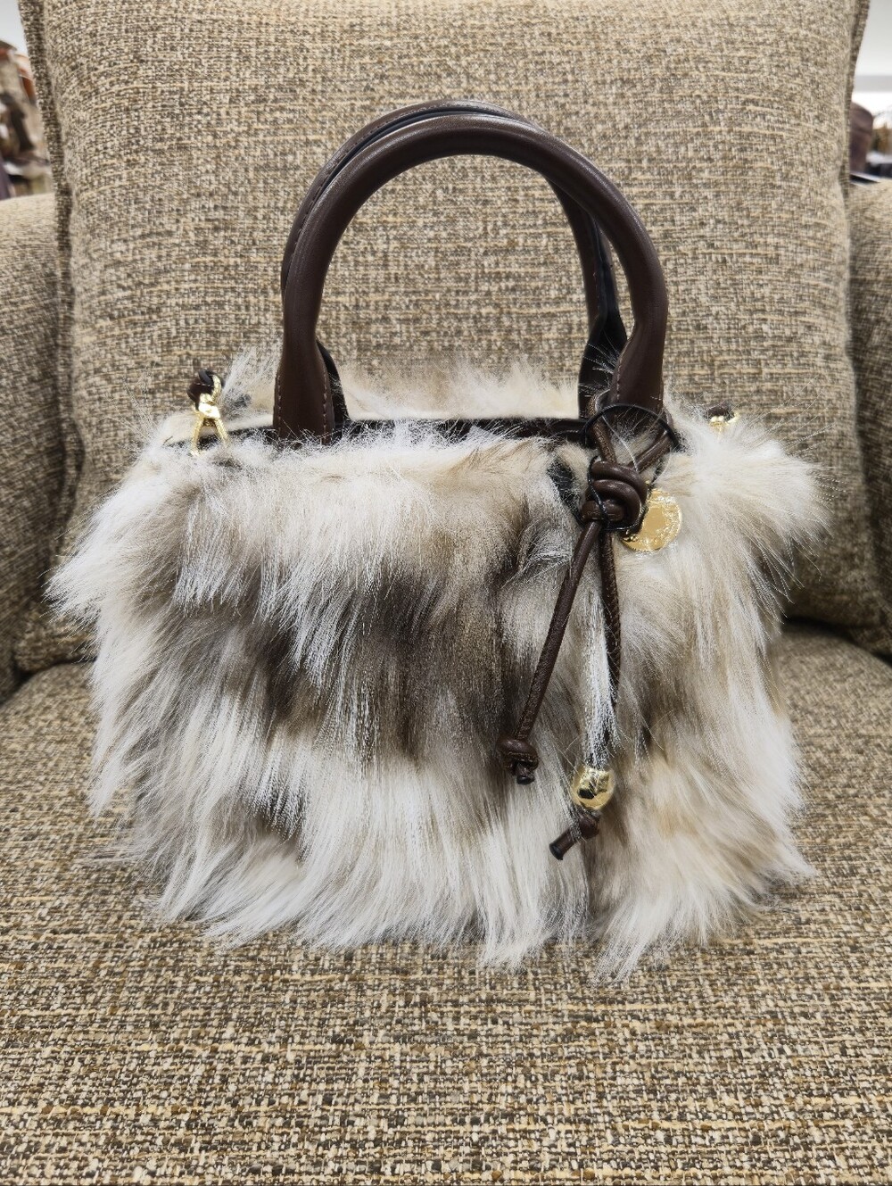 BCBGeneration Faux Fur Mini Top-Handle Crossbody